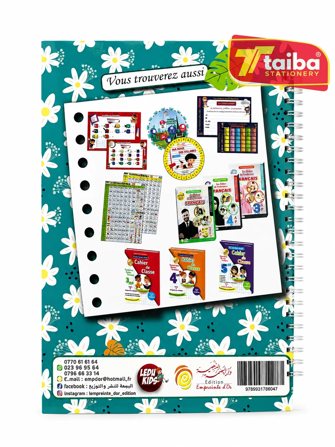 L'EMPREINTE DE L'ENSEIGNANT CAHIER JOURNAL PRIMAIRE ELBASMA