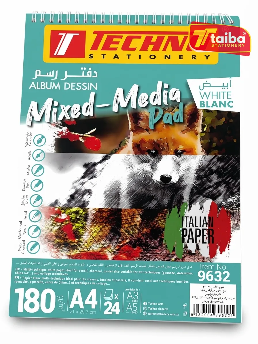 ALBUM DESSIN MIXED MEDIA 180G A4 24F TCHNO 9632