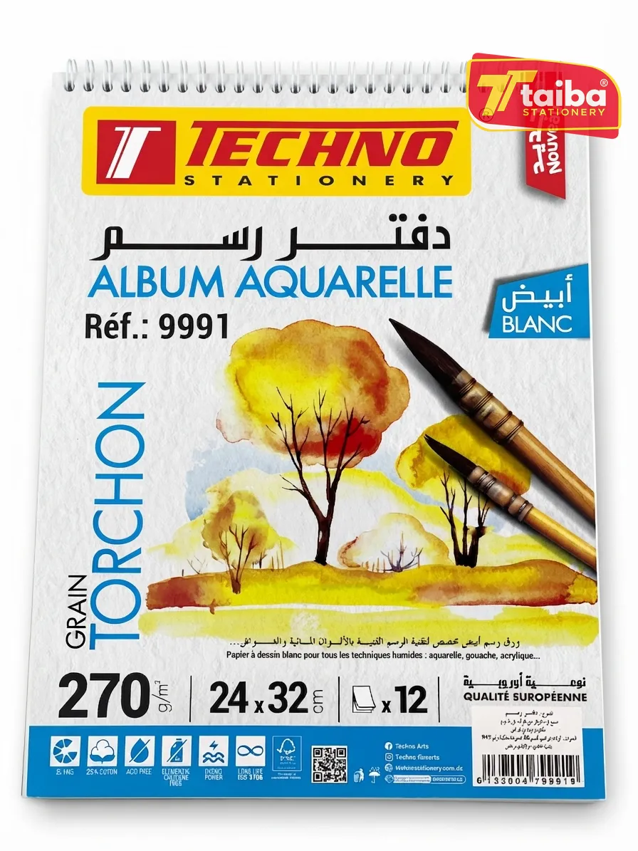 ALBUM AQUARELLE GRAIN TORCHON 24*32CM 270G