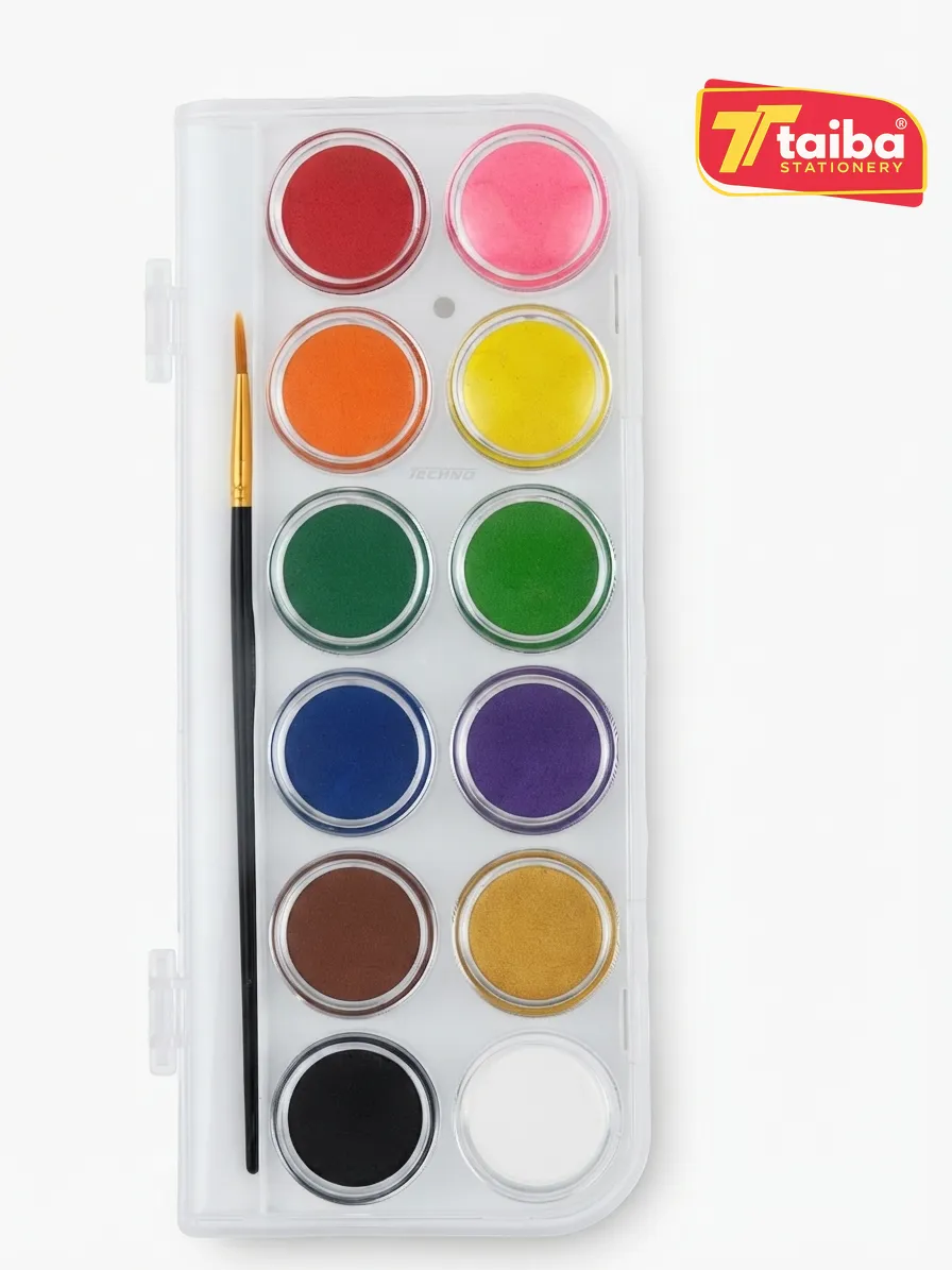 AQUARELLE BUBBLES COLORS 12 PASTILLES 28MM+PINCEAU TCHNO 7100