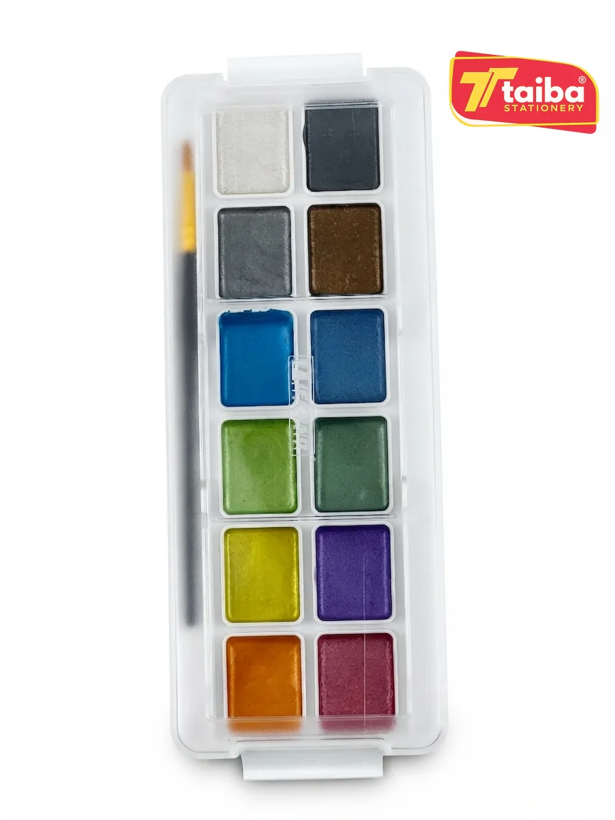 AQUARELLE BUTTERFLY METALLIQUE 12 PASTILLES 30*24MM+PINCEAU TCHNO 7109