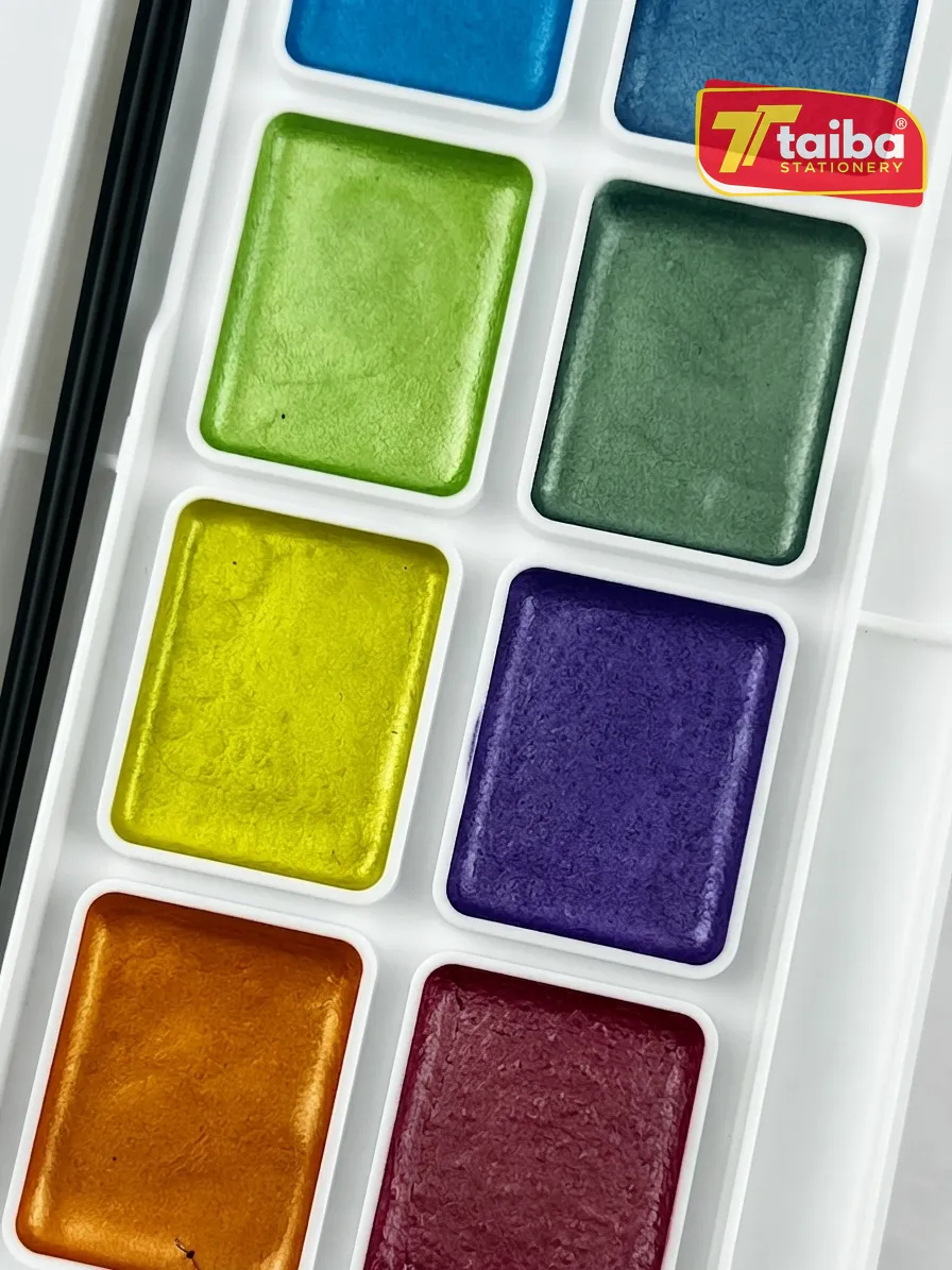 AQUARELLE BUTTERFLY METALLIQUE 12 PASTILLES 30*24MM+PINCEAU TCHNO 7109