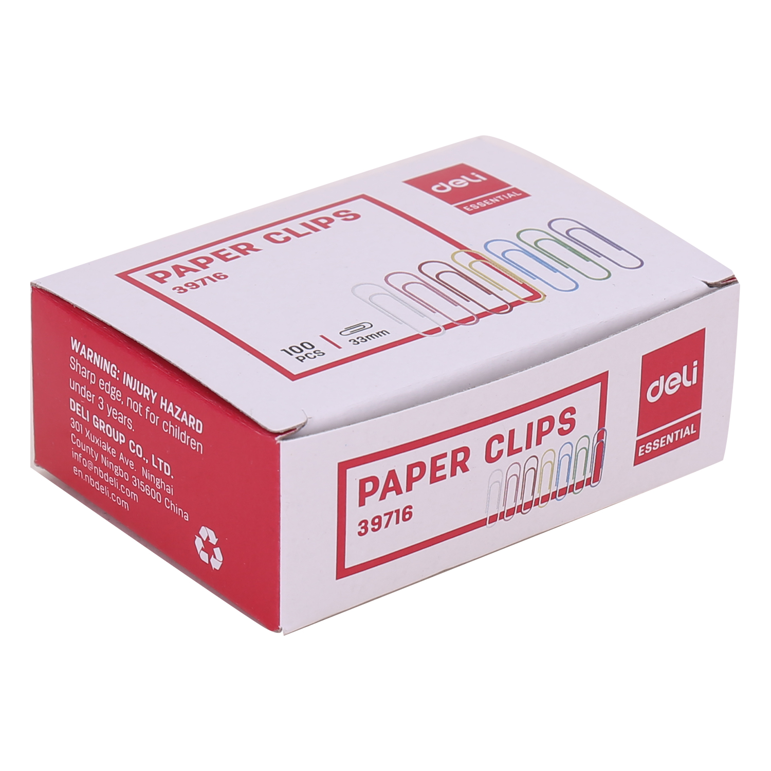 BOITE TROMBONNE COULEUR (100PCS) 33mm RF 39716 DELI