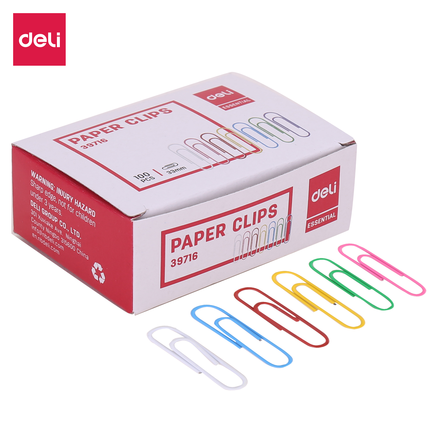 BOITE TROMBONNE COULEUR (100PCS) 33mm RF 39716 DELI