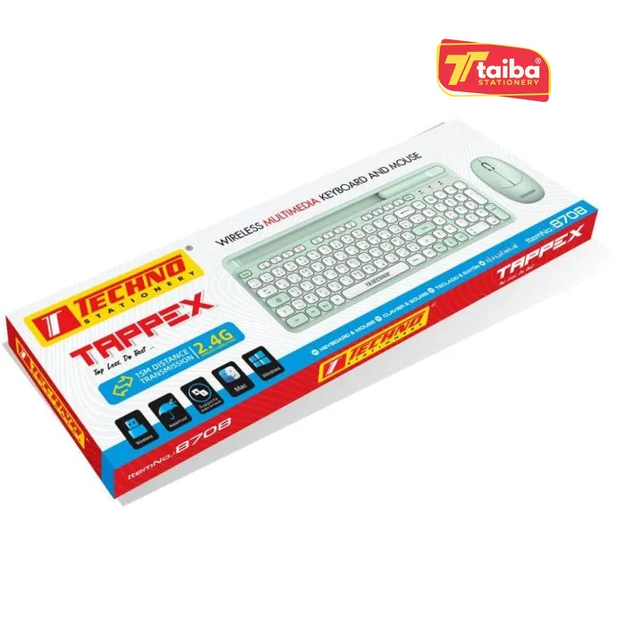 CLAVIER ET SOURIS S-FIL TAPPEX VERT TCHNO 8708