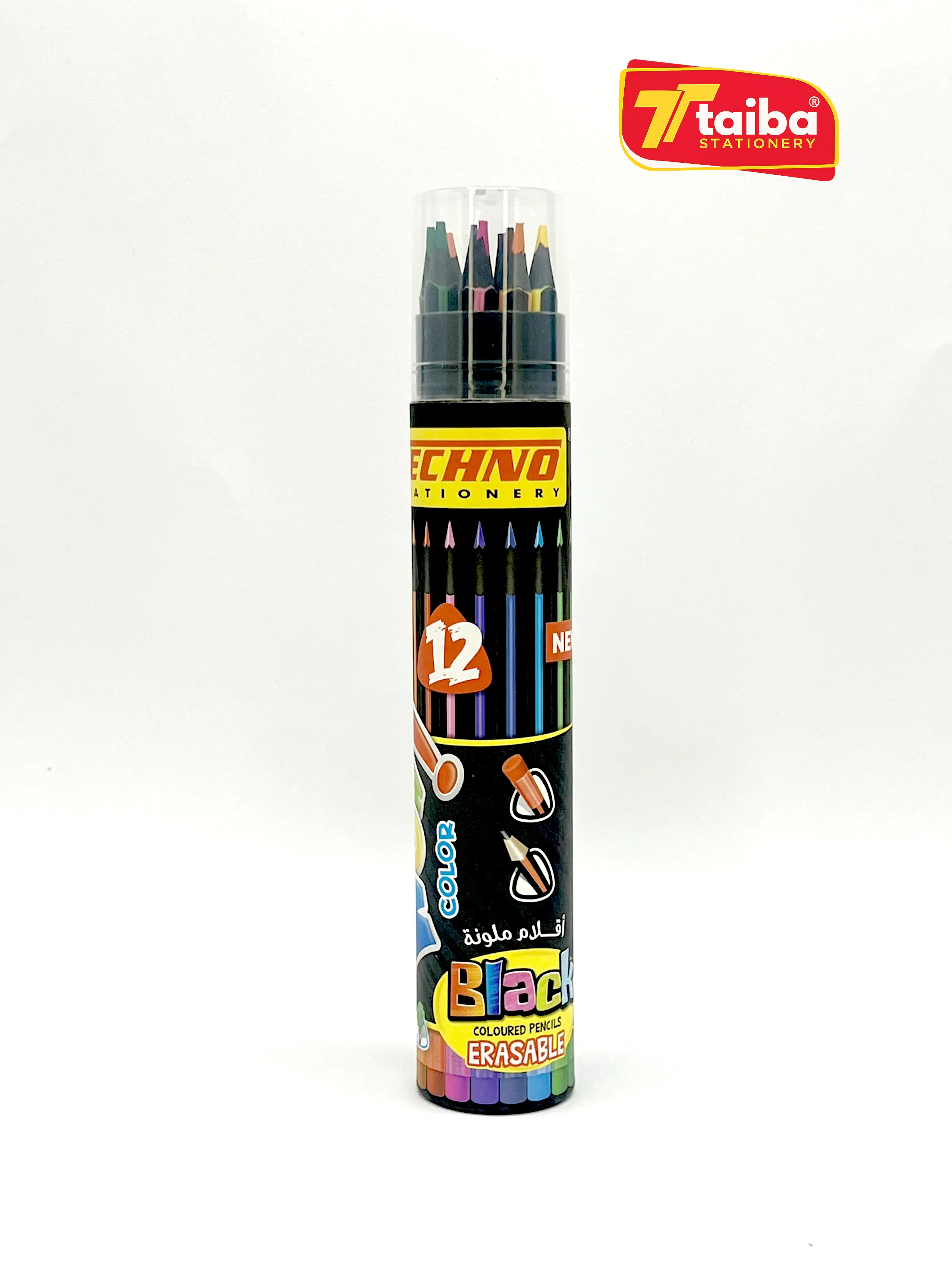 CRAYONS DE COULEUR WOW BLACK RONDE 12 CLR TCHNO 7319